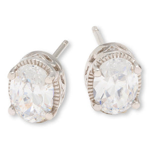 Absolute Sterling Silver Oval Stud Earrings
