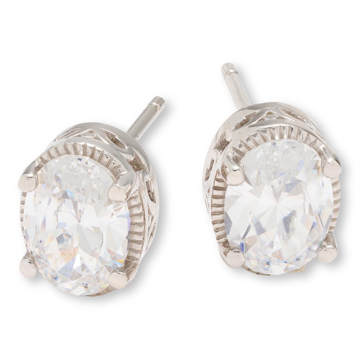 Absolute Sterling Silver Oval Stud Earrings