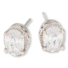 Absolute Sterling Silver Oval Stud Earrings