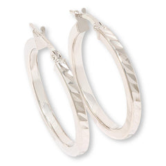 Fiorenza Sterling Silver 1-inch Diamond-Cut Hoop Earrings