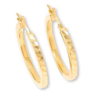 Fiorenza Sterling Silver Goldclad 1-inch Diamond-Cut Hoop Earrings