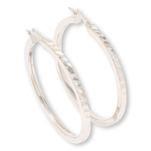 Fiorenza  Sterling Sivler Diamond-Cut Hoop Earrings, 1.5-inch