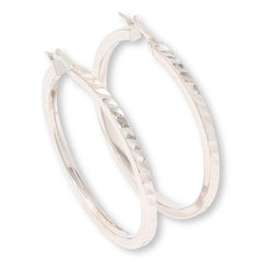 Fiorenza  Sterling Sivler Diamond-Cut Hoop Earrings, 1.5-inch