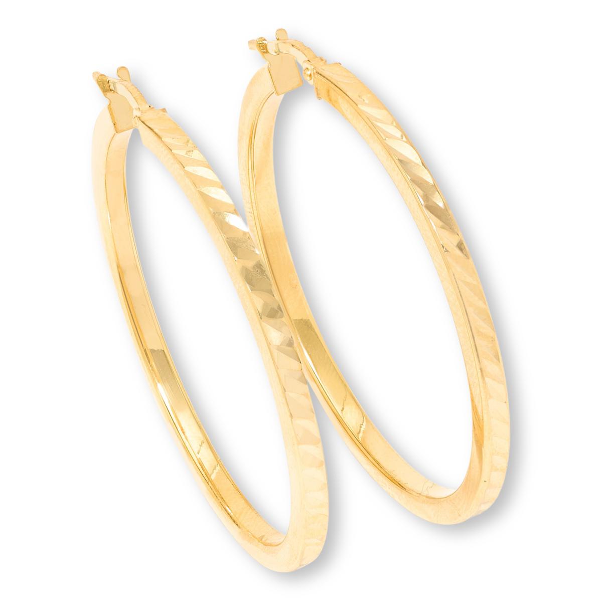Fiorenza  Sterling Silver Goldclad Diamond-Cut Hoop Earrings, 1.5-inch