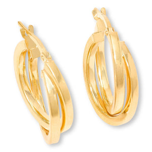 Fiorenza Sterling Silver Goldclad Double-Hoop Bypass Earrings