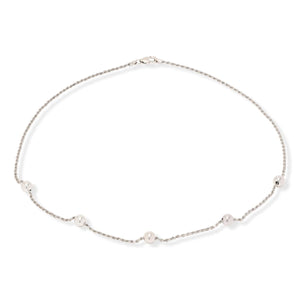 Fiorenza Sterling Silver Polished Rope Chain Statin Necklace, 18"