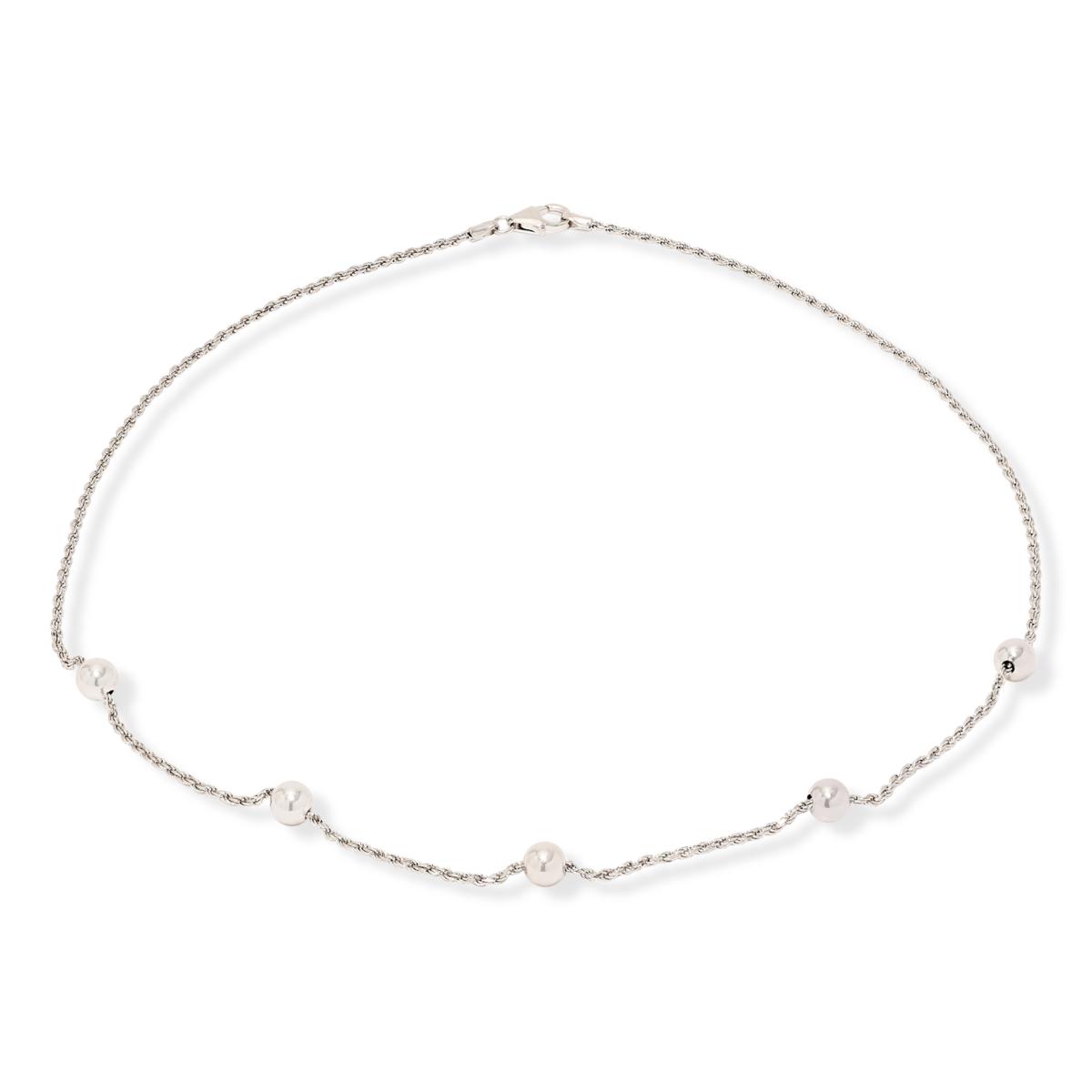 Fiorenza Sterling Silver Polished Rope Chain Statin Necklace, 18"