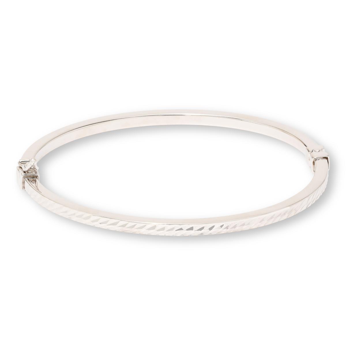 Fiorenza Sterling Silver Diamond-Cut Bangle Bracelet, 7-1/4"