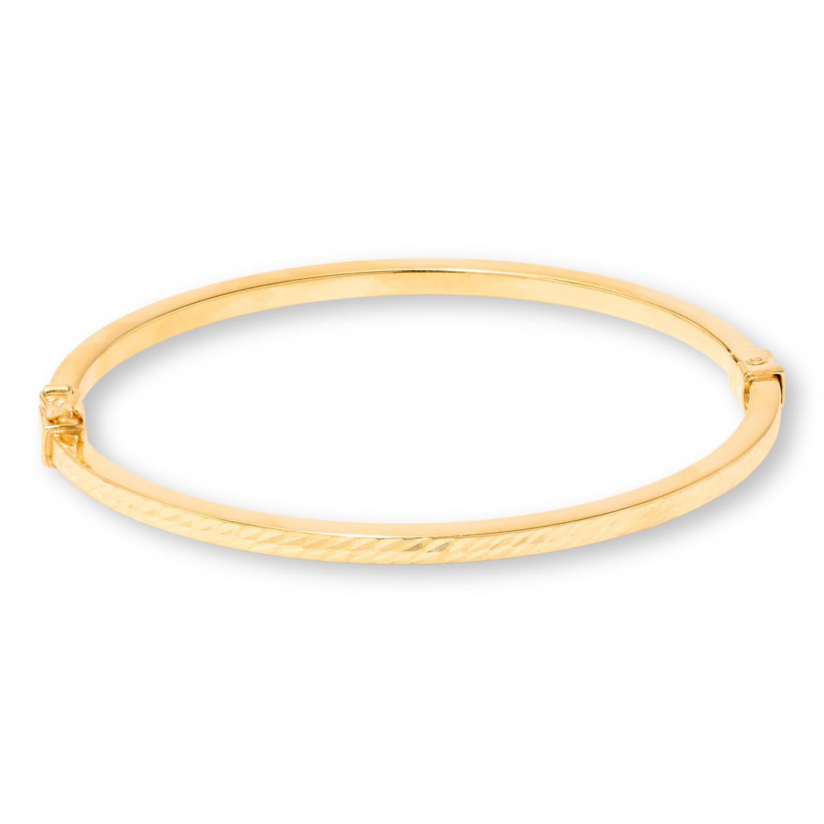 Fiorenza Sterling Silver Goldtone  Diamond-Cut Bangle Bracelet, 7"