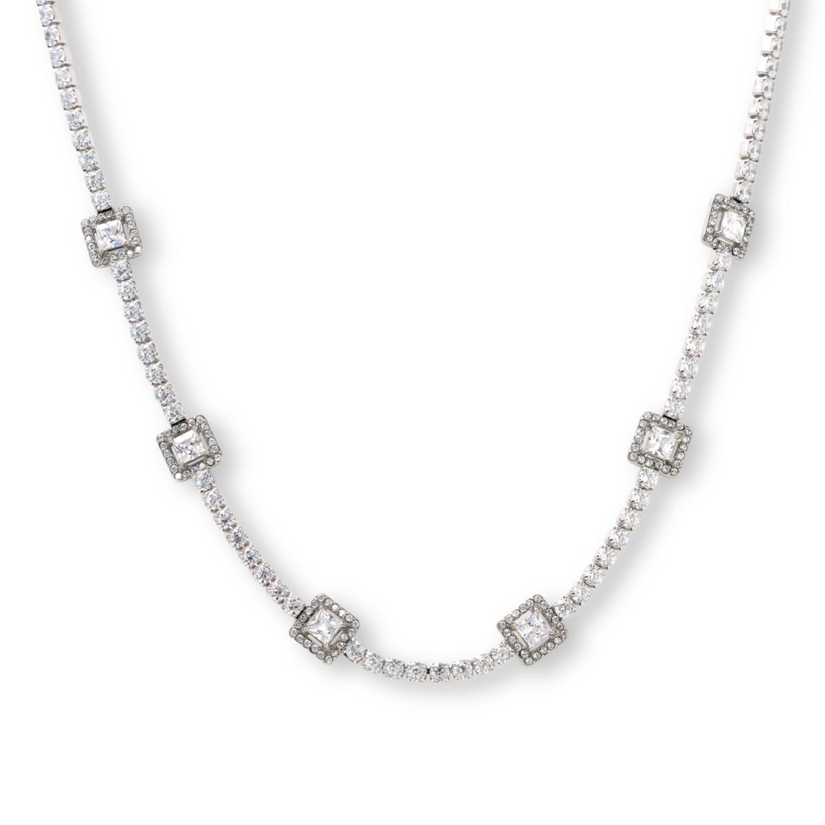 Absolute Stainless Steel Sparkle Tennis Necklace, 16"