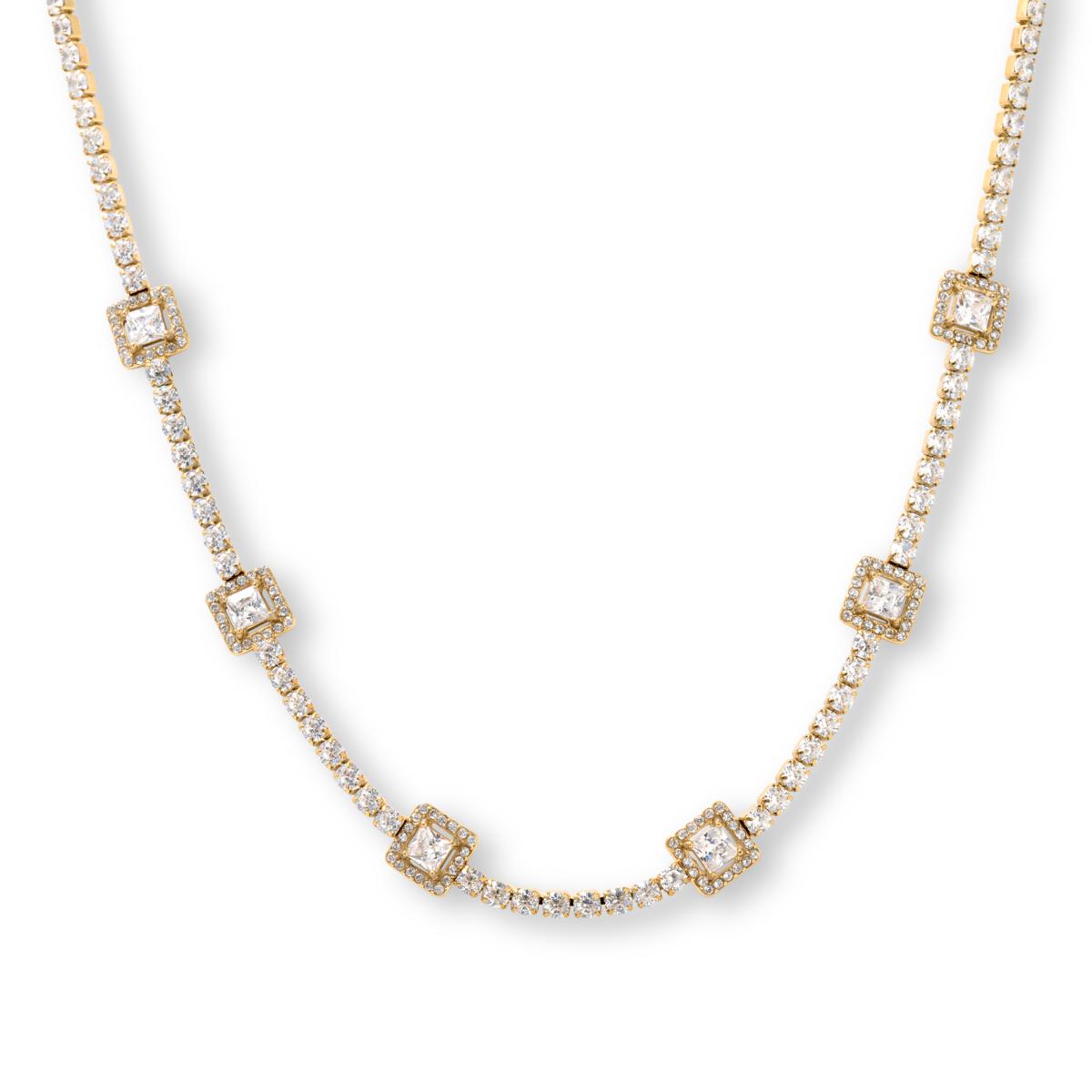 Absolute Stainless Steel Sparkle Tennis Necklace, 16"