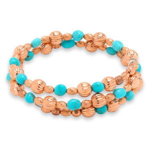 Chaco Canyon Copper and Turquoise Bead Coil Bracelet