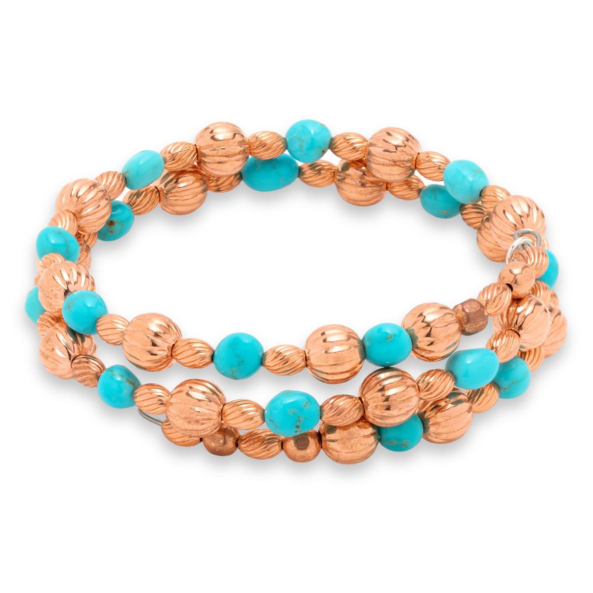Chaco Canyon Copper and Turquoise Bead Coil Bracelet