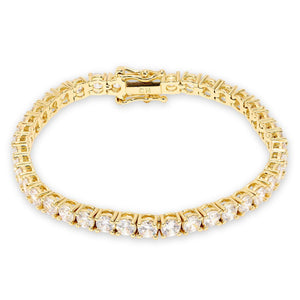 Absolute Brass Goldtone 4mm Round Cut Magnetic Tennis Bracelet, 6-3/4"