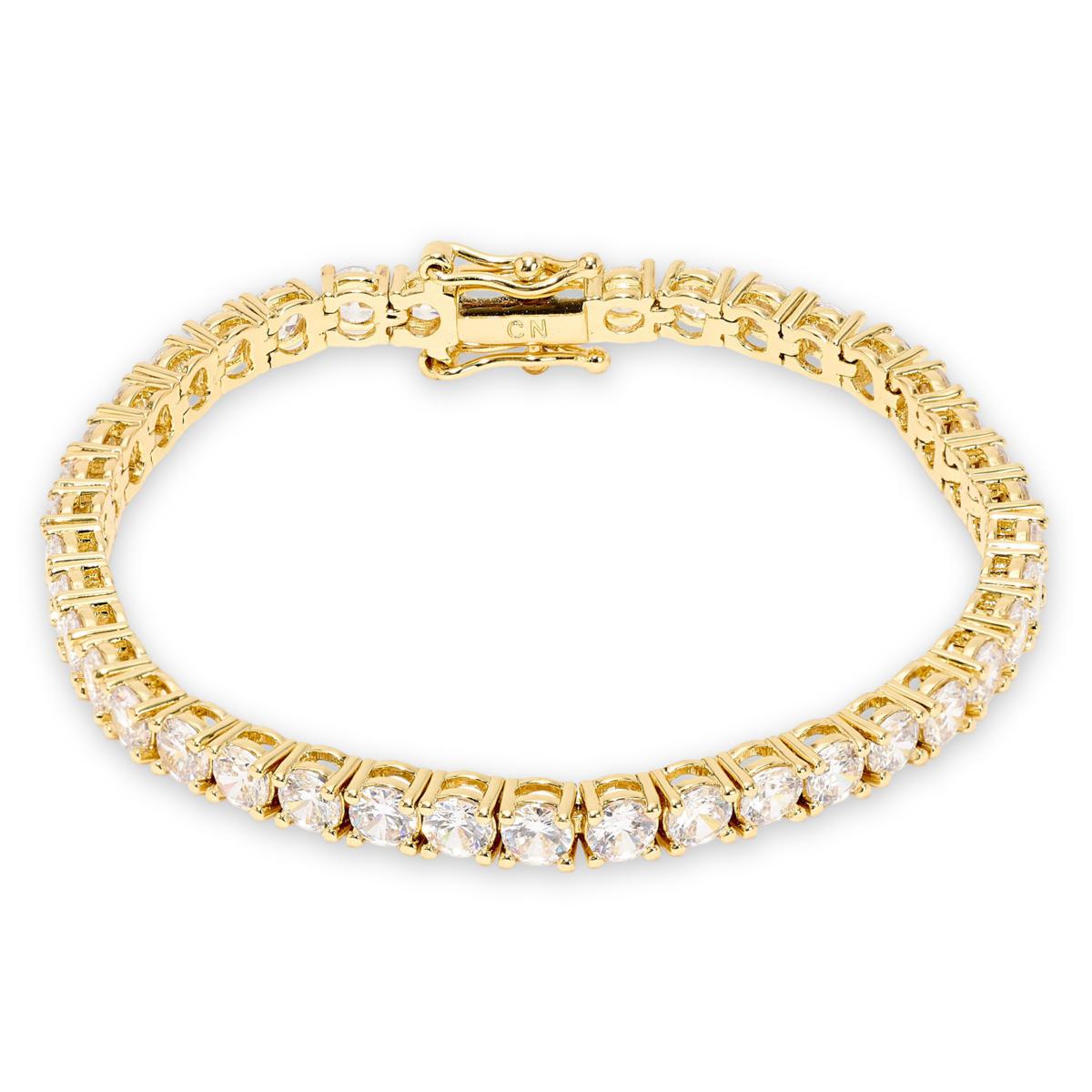 Absolute Brass Goldtone 4mm Round Cut Magnetic Tennis Bracelet, 6-3/4"