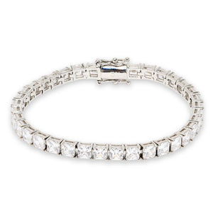 Absolute Brass 4mm Princess Cut Magnetic Tennis Bracelet, 7-1/4"