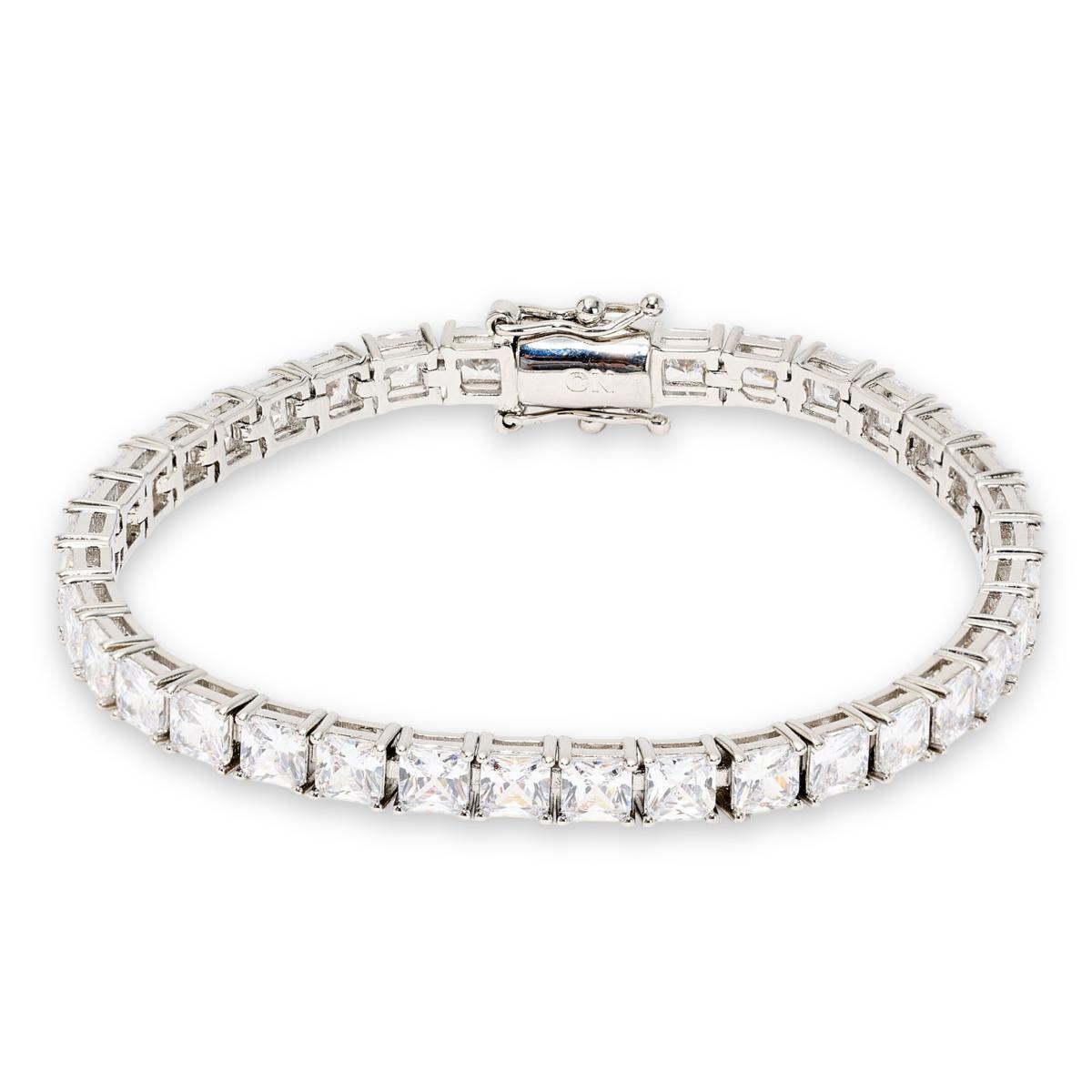 Absolute Brass 4mm Princess Cut Magnetic Tennis Bracelet, 7-1/4"