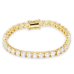 Absolute Brass Goldtone 4mm Princess Cut Magnetic Tennis Bracelet, 8"