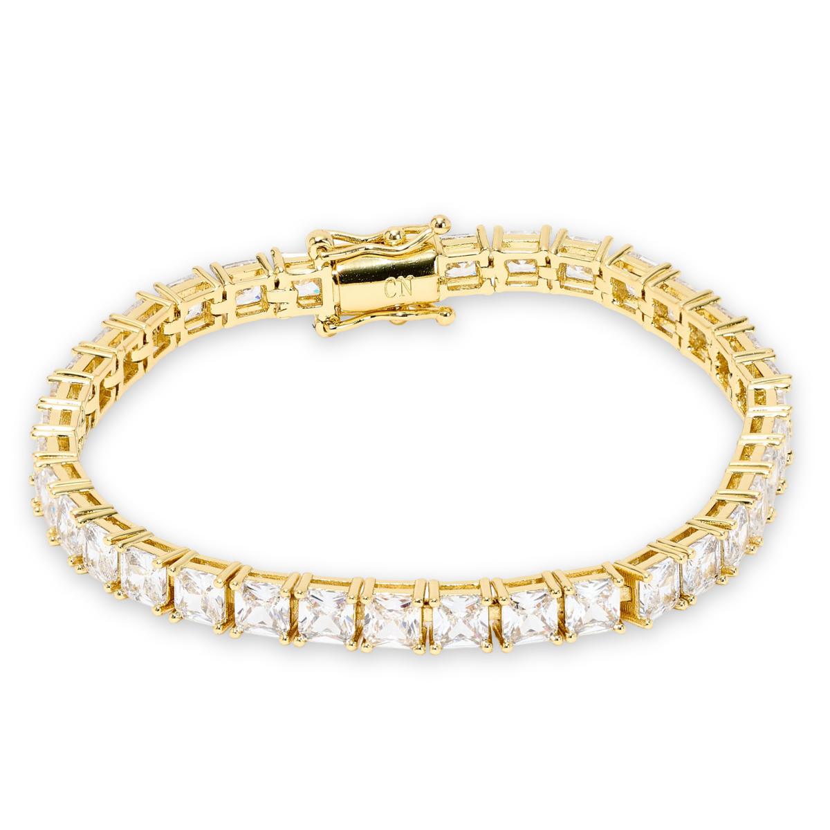 Absolute Brass Goldtone 4mm Princess Cut Magnetic Tennis Bracelet, 8"