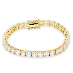 Absolute Brass Goldtone 4mm Princess Cut Magnetic Tennis Bracelet, 8"