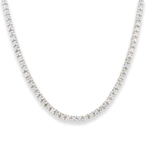 Absolute Brass Silvertone Princess-Cut Tennis Necklace w/Magnetic Clasp, 18"
