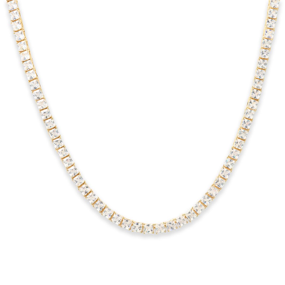 Absolute Brass Goldtone Princess-Cut Tennis Necklace w/Magnetic Clasp, 18"