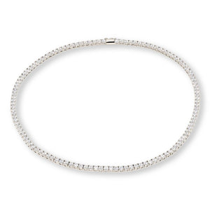 Absolute Brass Silvertone 4mm Round Magnetic Tennis Necklace, 20"