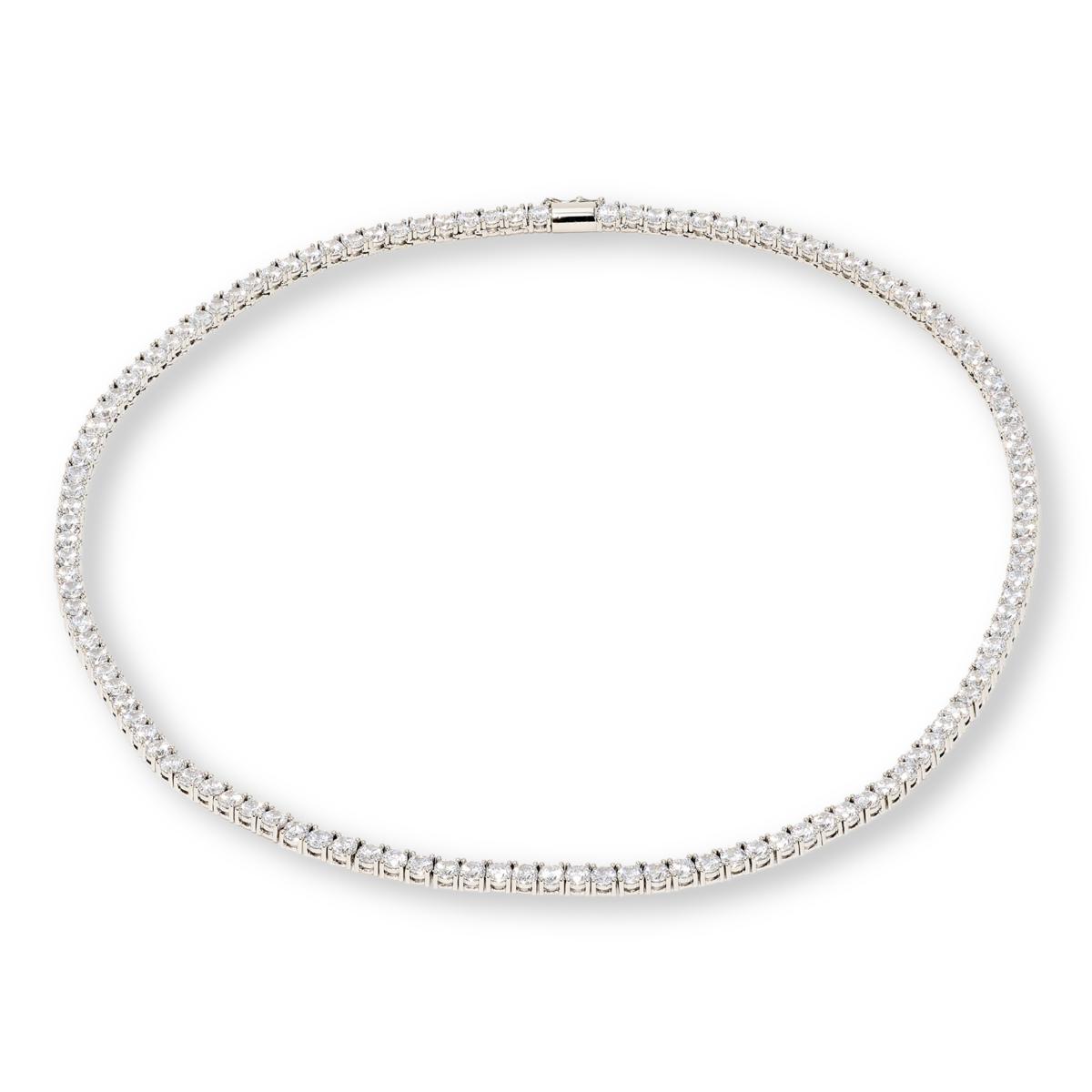 Absolute Brass Silvertone 4mm Round Magnetic Tennis Necklace, 20"