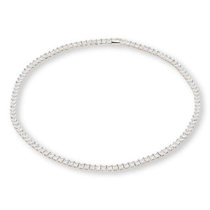 Absolute Brass Silvertone 4mm Princess Magnetic Tennis Necklace,  20"