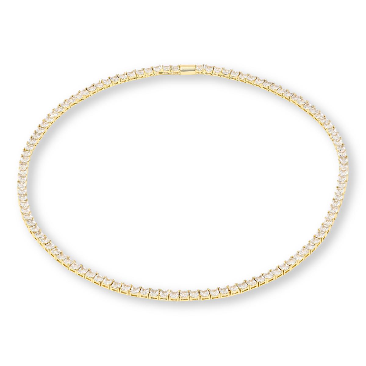 Absolute Brass 4mm Princess Magnetic Tennis Necklace,  20"