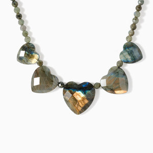 Jay King Sterling Silver Labradorite Station Heart Necklace, 18"
