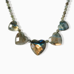 Jay King Sterling Silver Labradorite Station Heart Necklace, 18"