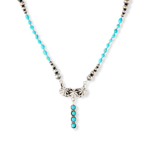 Chaco Canyon Sterling Silver Turquoise Bead & Silver Stardrop Necklace