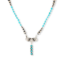 Chaco Canyon Sterling Silver Turquoise Bead & Silver Stardrop Necklace
