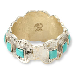 Chaco Canyon Sterling Silver Handcrafted Moissanite & Turquoise Ring, Size 8