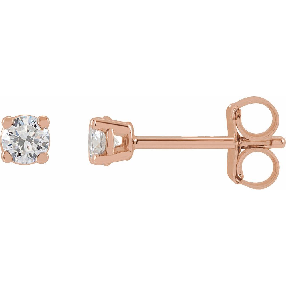 14K Rose 1/6 Ctw Natural Diamond Stud Earrings