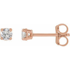 14K Rose 1/6 Ctw Natural Diamond Stud Earrings