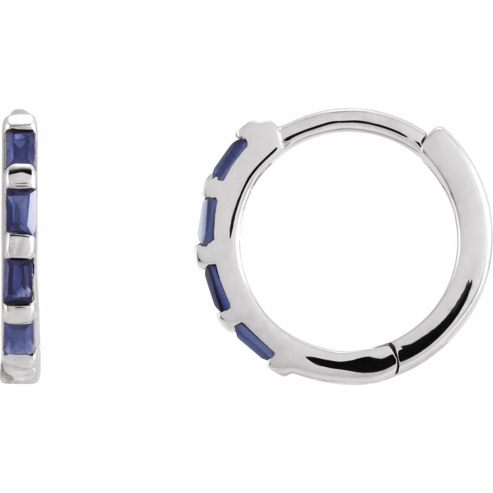 14K Sapphire Huggie Earrings