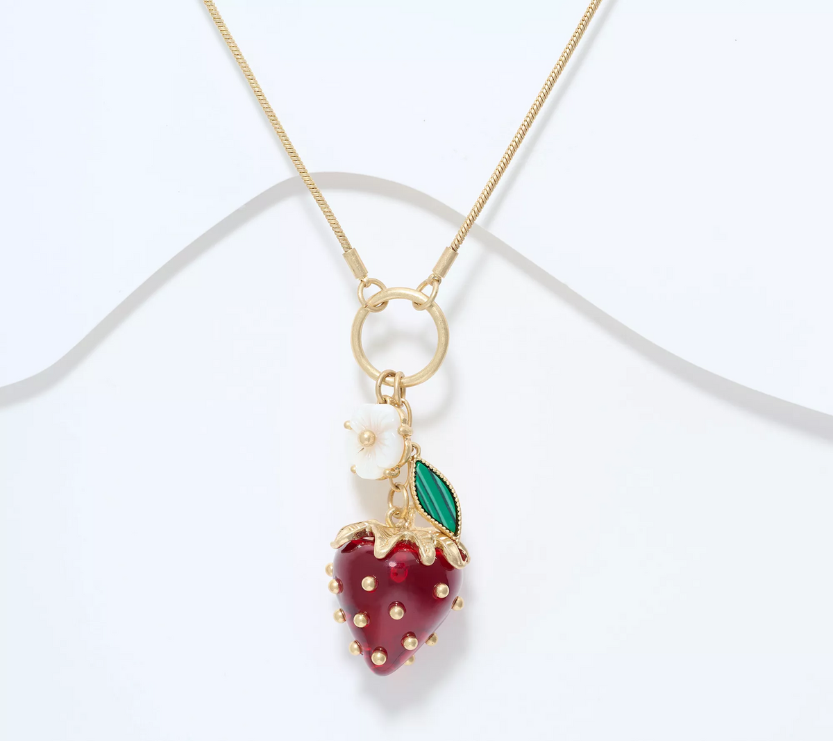 Patricia Nash Strawberry Pendant Gold Tone Necklace