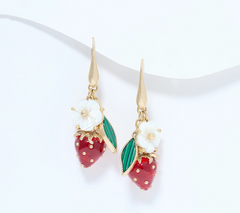 Patricia Nash Red-Worn Gold Strawberry Drop Earrings