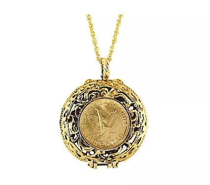 Mustard Seed Locket Angel Coin Pendant 24"L