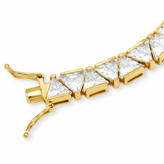 Absolute Sterling Silver Goldclad 6mm Trilliant Magnetic Clasp Line Bracelet, 6-3/4"