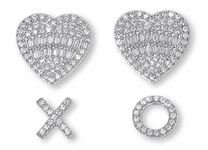 Radiance by Absolute 3.48ctw Heart, and XO Stud Earrings
