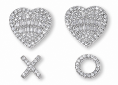 Radiance by Absolute 3.48ctw Heart, and XO Stud Earrings