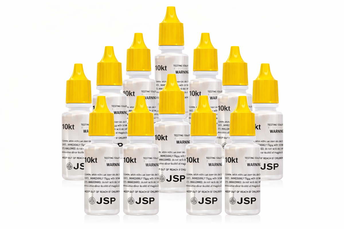 10K Gold Testing Solution – Jewelry & Scrap Gold Purity Determiner – 12 Bottle Bulk Pack (½ fl oz Each)