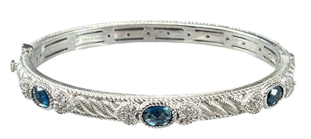 Judith Ripka Sterling Silver Blue Topaz & Cubic Zirconia Bracelet – 7"
