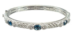 Judith Ripka Sterling Silver Blue Topaz & Cubic Zirconia Bracelet – 7"