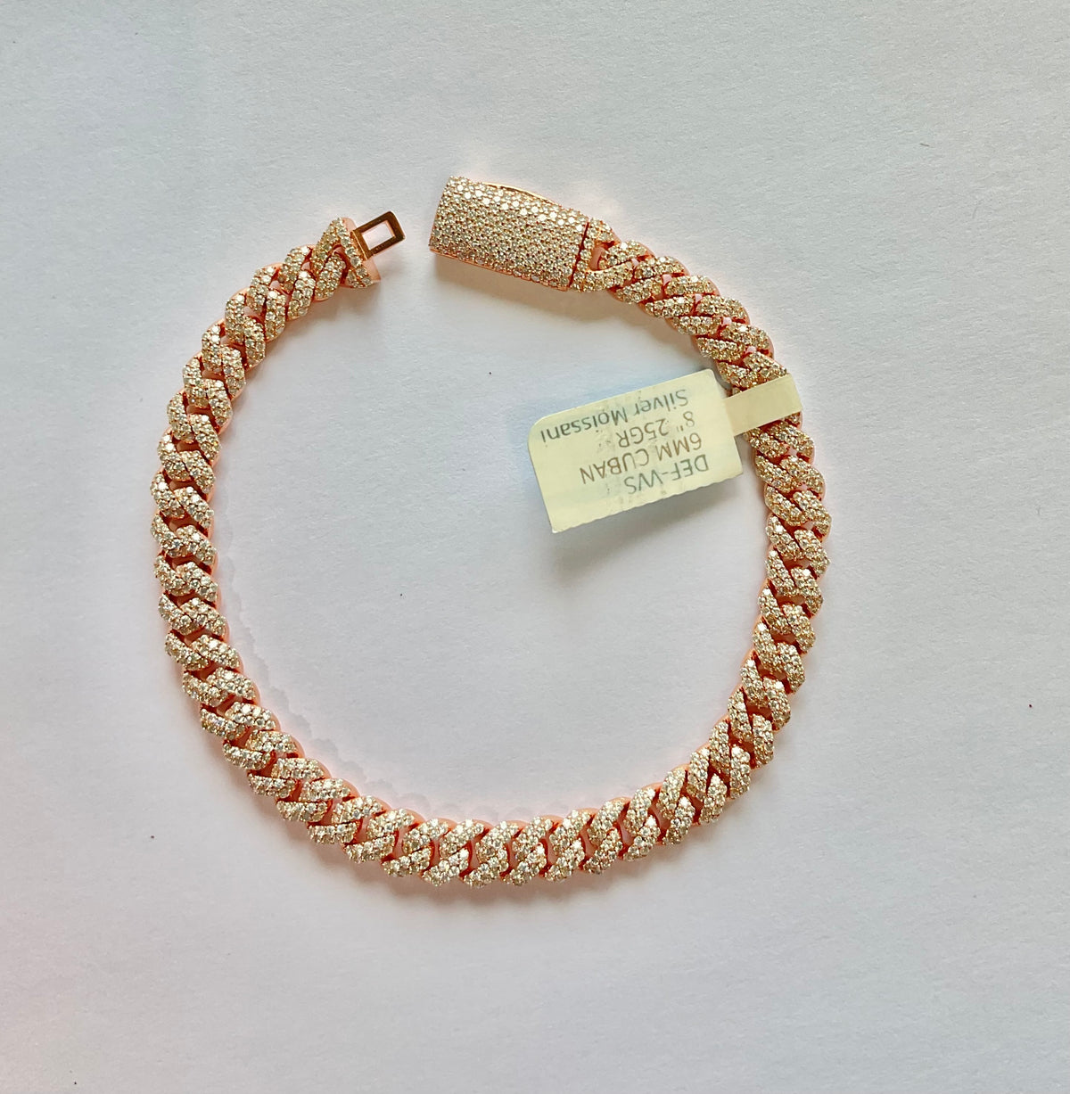 97520 - 6mm 8” 5cttw silver moissanite cuban Rose gold ($2500)