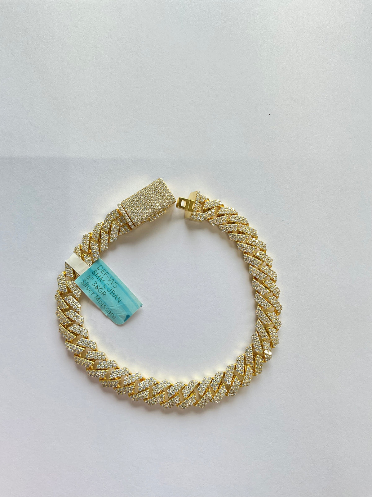 97799 - 8mm 8” 7cttw silver moissanite cuban Yellow ($3500)