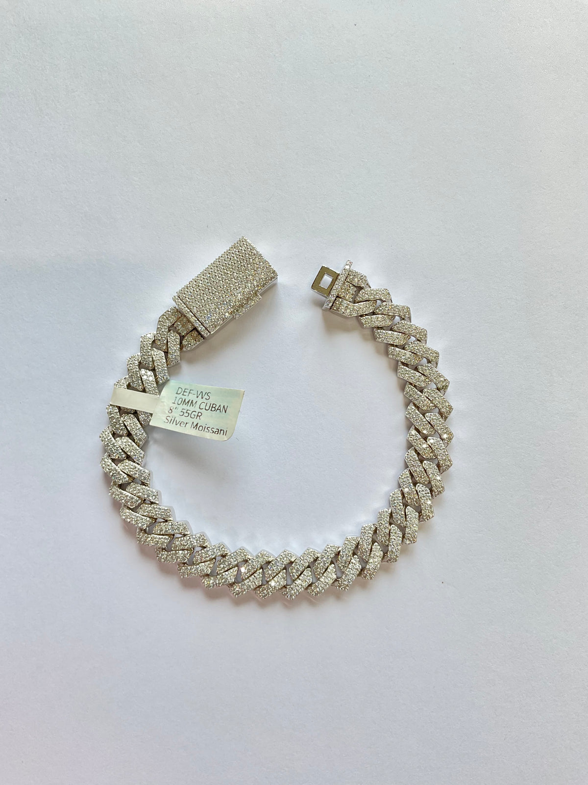50636 - 10mm 8” 9cttw silver moissanite cuban White ($4500)